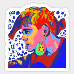 awsten knight rainbow tamagotchi portrait (square) Sticker